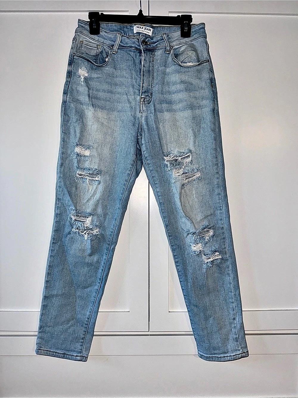 Wax Jean Collection Distressed Blue Boyfriend Jeans Waist 7/28